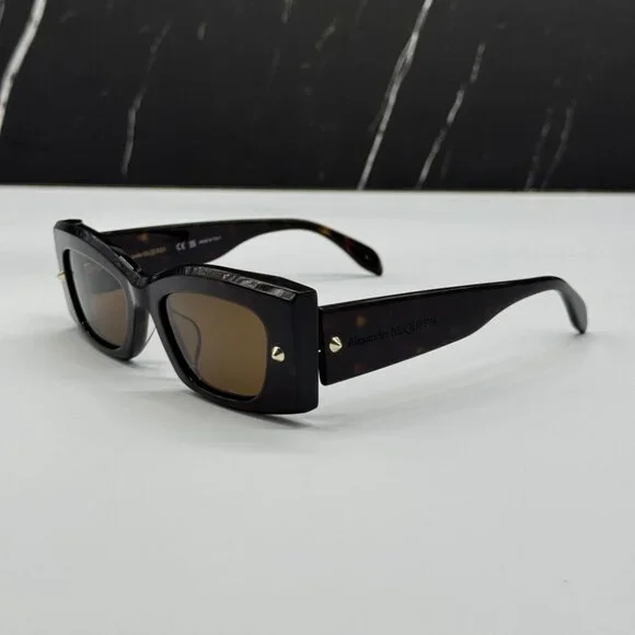 NEW AM0426S 002 ALEXANDER MCQUEEN HAVANA SQUARE UNISEX SUNGLASSES